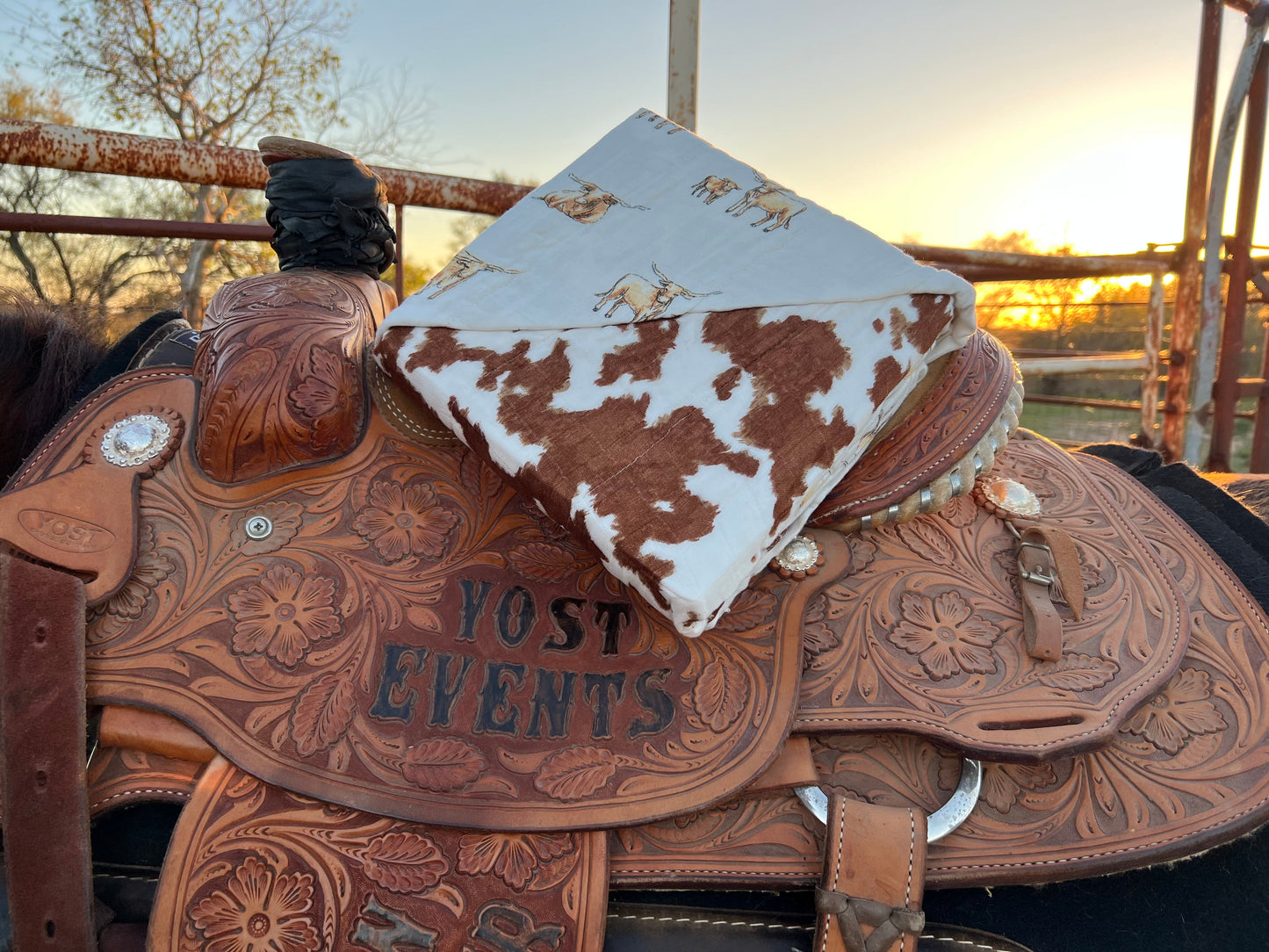 Longhorn and Cowhide Newcastle Blanket