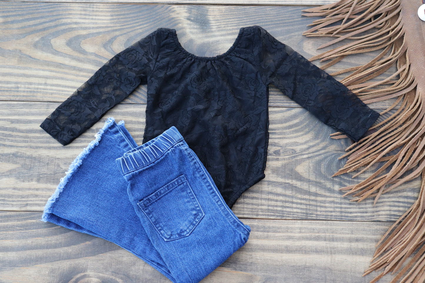 Lana Lace Leotard - Black
