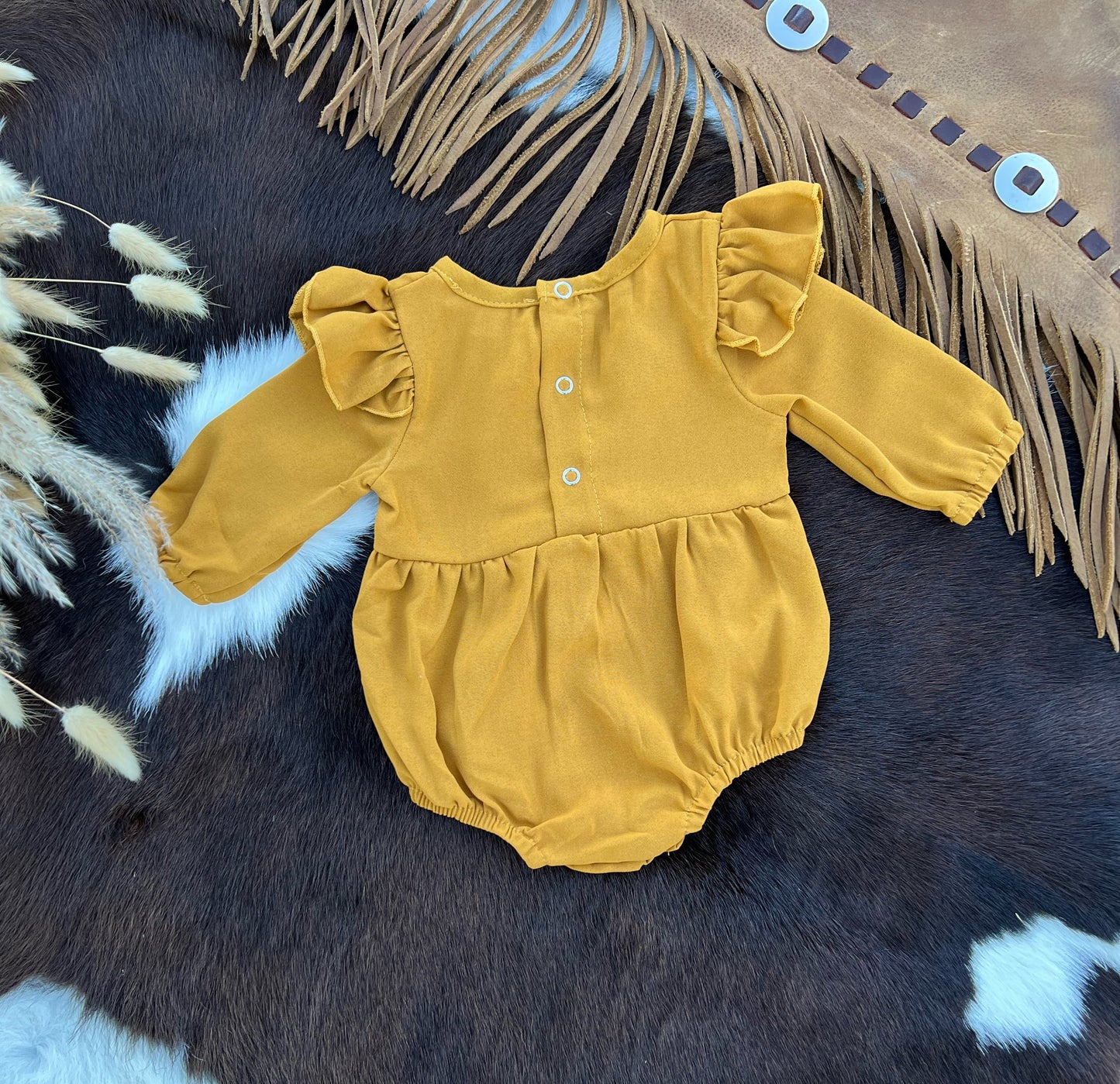 Rhodes Bubble Shorty Romper - Dusty Mustard