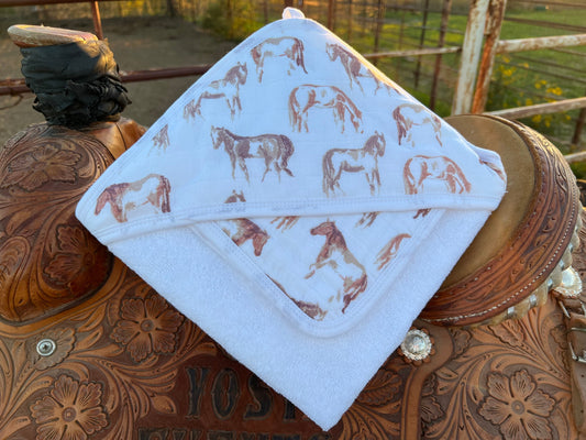 Wild Horses Hooded Towel and Washcloth Set